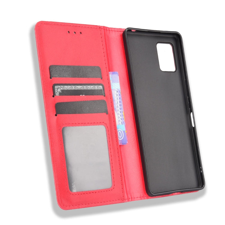 For Aquos Zero6 Magnetic Buckle Retro Crazy Horse Texture Horizontal Flip Leather Case with Holder & Card Slots & Photo Frame