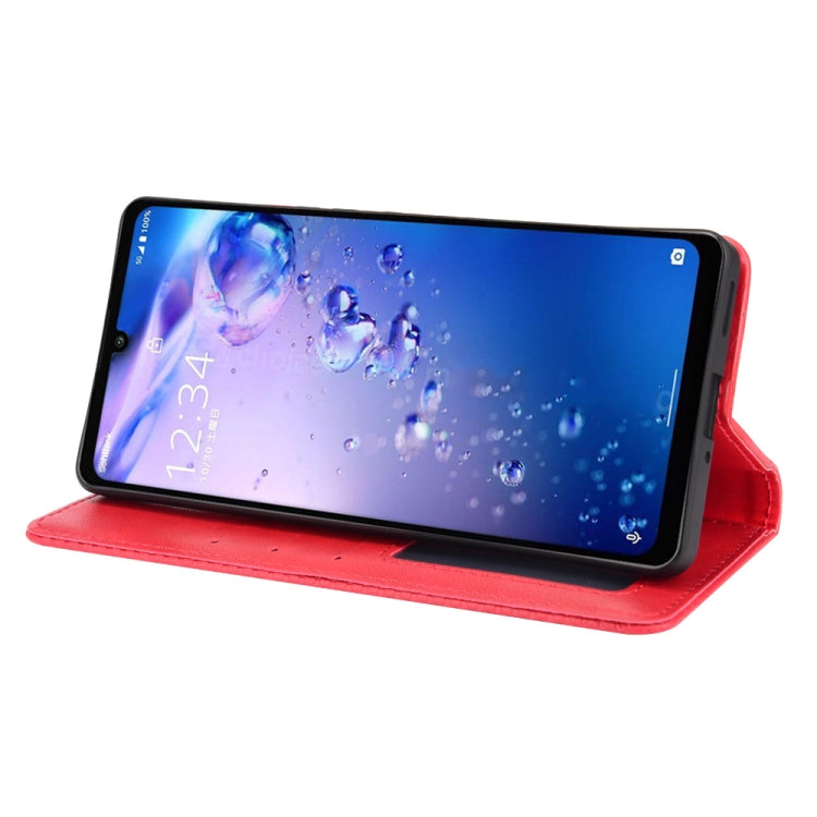 For Aquos Zero6 Magnetic Buckle Retro Crazy Horse Texture Horizontal Flip Leather Case with Holder & Card Slots & Photo Frame