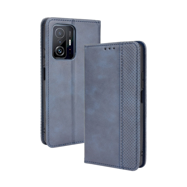 For Xiaomi Mi 11T / 11T Pro Magnetic Buckle Retro Crazy Horse Texture Horizontal Flip Leather Case with Holder & Card Slots & Photo Frame