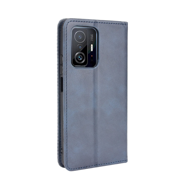 For Xiaomi Mi 11T / 11T Pro Magnetic Buckle Retro Crazy Horse Texture Horizontal Flip Leather Case with Holder & Card Slots & Photo Frame