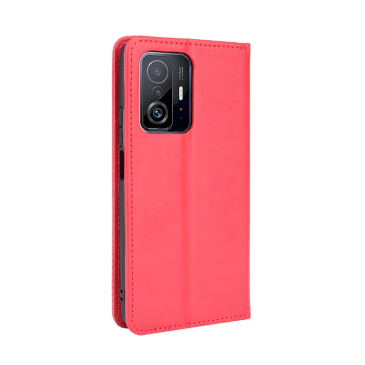 For Xiaomi Mi 11T / 11T Pro Magnetic Buckle Retro Crazy Horse Texture Horizontal Flip Leather Case with Holder & Card Slots & Photo Frame