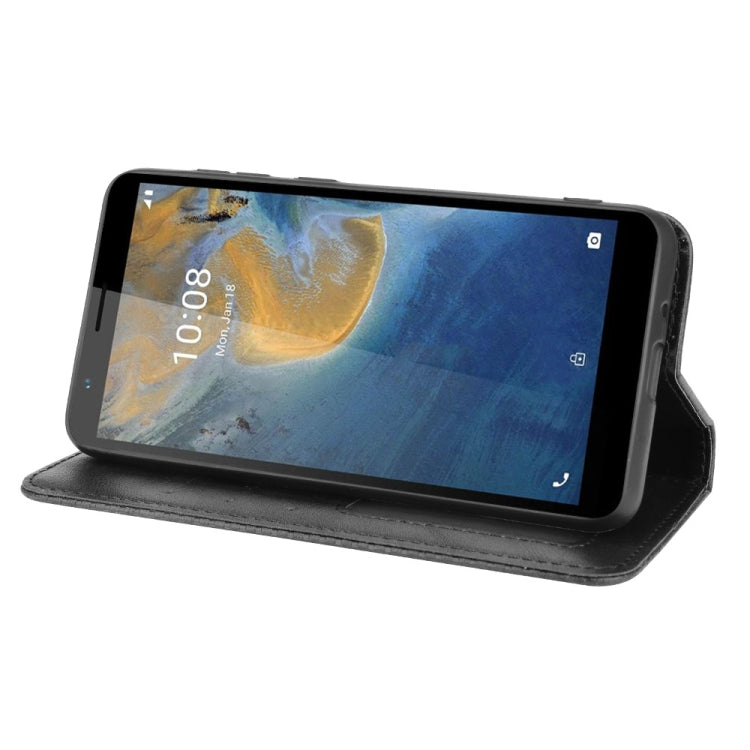 For ZTE Blade A31 Magnetic Buckle Retro Crazy Horse Texture Horizontal Flip Leather Case with Holder & Card Slots & Photo Frame