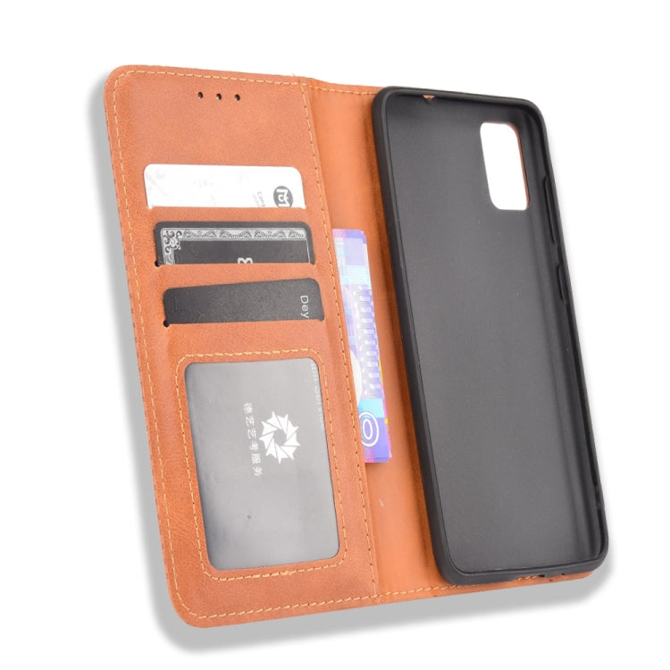 For ZTE Blade A31 Magnetic Buckle Retro Crazy Horse Texture Horizontal Flip Leather Case with Holder & Card Slots & Photo Frame
