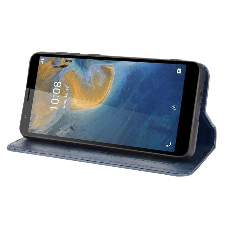 For ZTE Blade A31 Magnetic Buckle Retro Crazy Horse Texture Horizontal Flip Leather Case with Holder & Card Slots & Photo Frame
