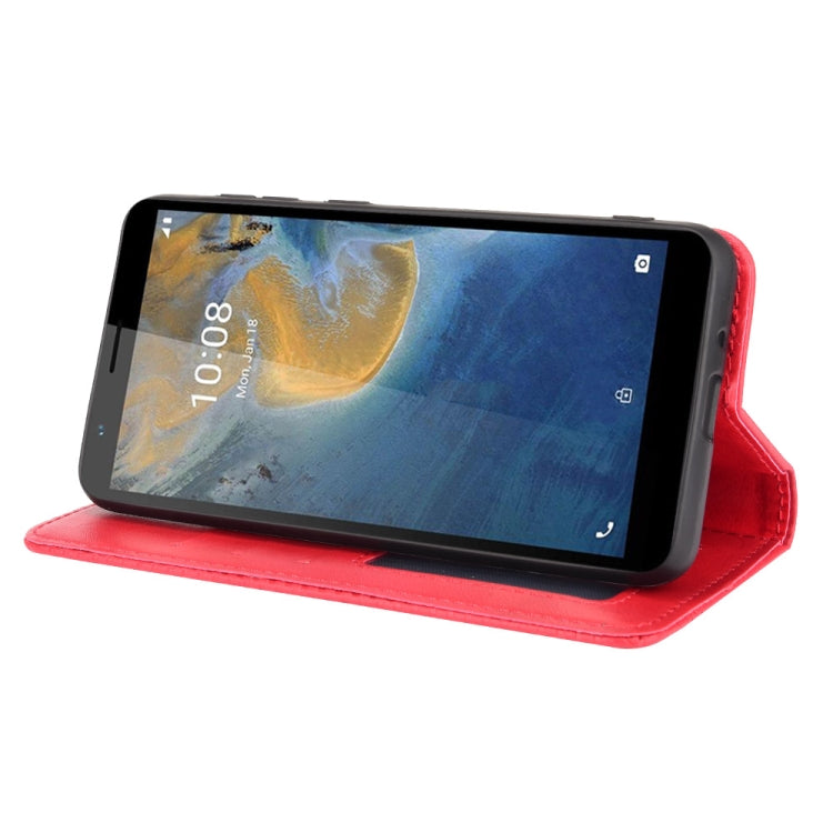 For ZTE Blade A31 Magnetic Buckle Retro Crazy Horse Texture Horizontal Flip Leather Case with Holder & Card Slots & Photo Frame