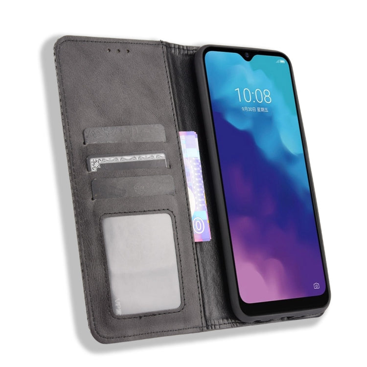 For ZTE Blade V30 Vita / V2022 Magnetic Buckle Retro Crazy Horse Texture Horizontal Flip Leather Case with Holder & Card Slots & Photo Frame