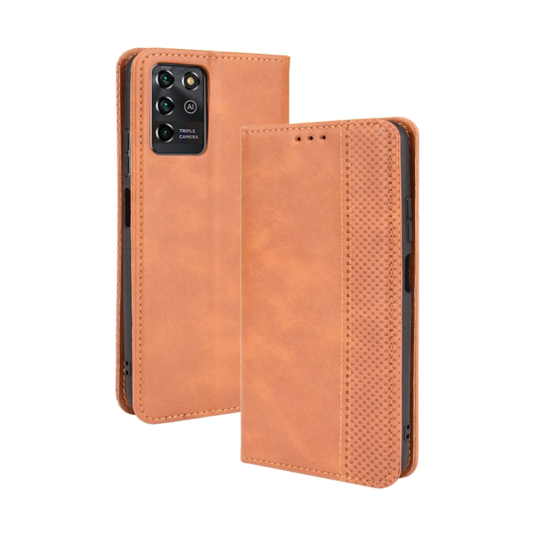 For ZTE Blade V30 Vita / V2022 Magnetic Buckle Retro Crazy Horse Texture Horizontal Flip Leather Case with Holder & Card Slots & Photo Frame