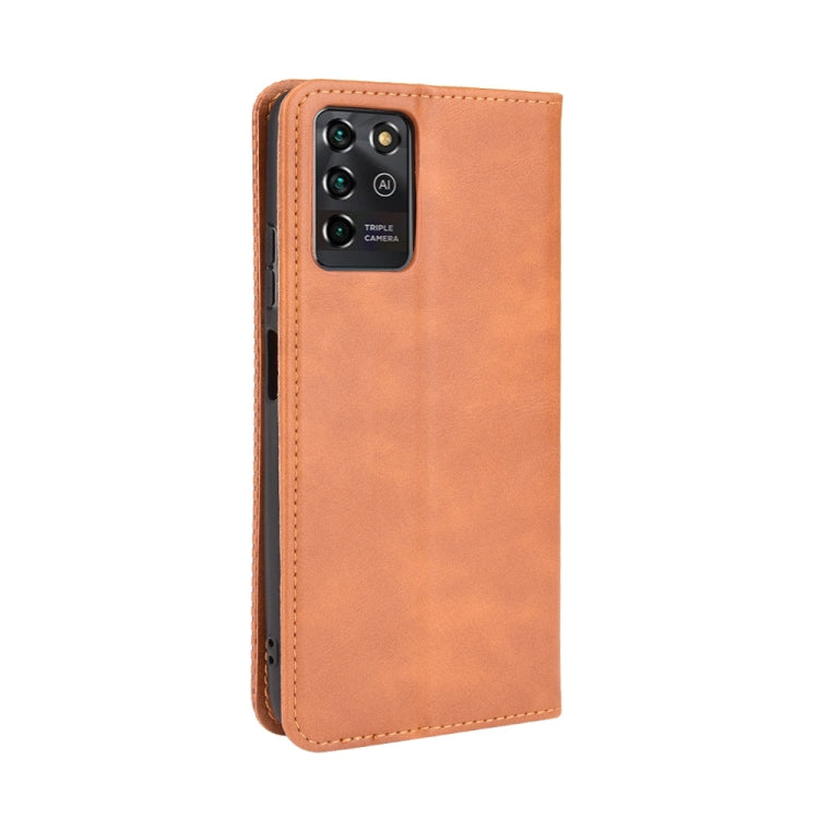 For ZTE Blade V30 Vita / V2022 Magnetic Buckle Retro Crazy Horse Texture Horizontal Flip Leather Case with Holder & Card Slots & Photo Frame
