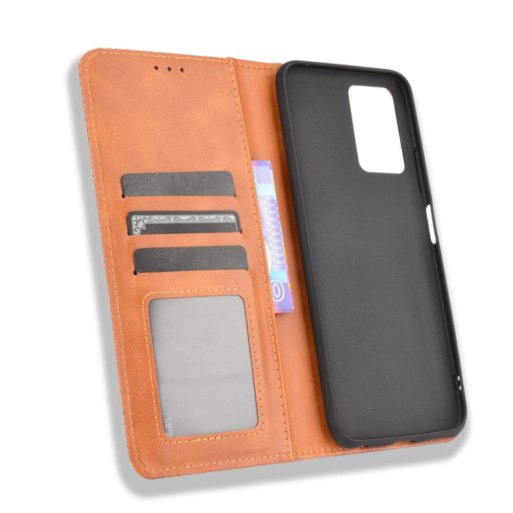 For ZTE Blade V30 Vita / V2022 Magnetic Buckle Retro Crazy Horse Texture Horizontal Flip Leather Case with Holder & Card Slots & Photo Frame