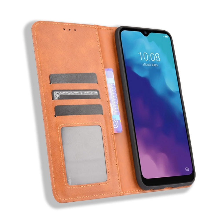 For ZTE Blade V30 Vita / V2022 Magnetic Buckle Retro Crazy Horse Texture Horizontal Flip Leather Case with Holder & Card Slots & Photo Frame