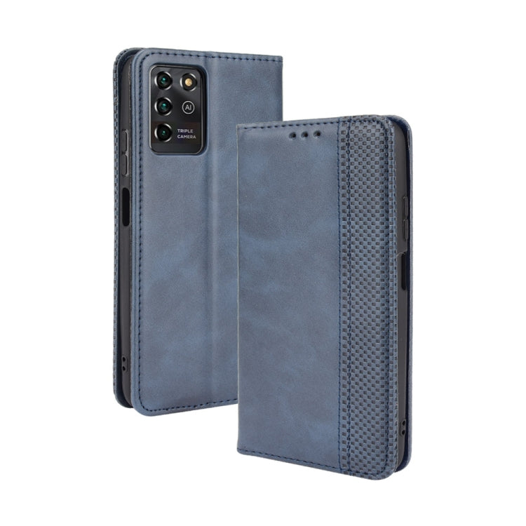 For ZTE Blade V30 Vita / V2022 Magnetic Buckle Retro Crazy Horse Texture Horizontal Flip Leather Case with Holder & Card Slots & Photo Frame