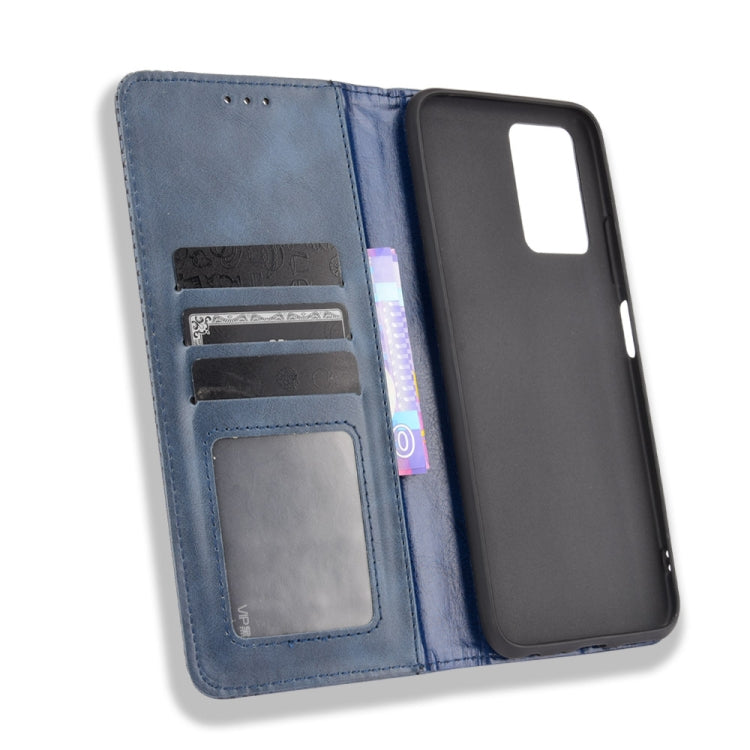 For ZTE Blade V30 Vita / V2022 Magnetic Buckle Retro Crazy Horse Texture Horizontal Flip Leather Case with Holder & Card Slots & Photo Frame