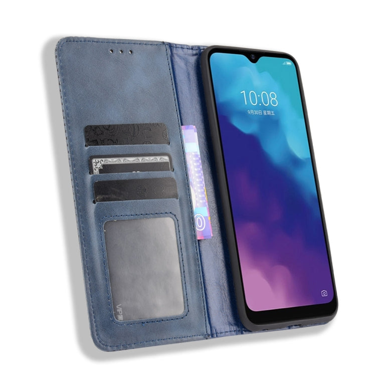 For ZTE Blade V30 Vita / V2022 Magnetic Buckle Retro Crazy Horse Texture Horizontal Flip Leather Case with Holder & Card Slots & Photo Frame