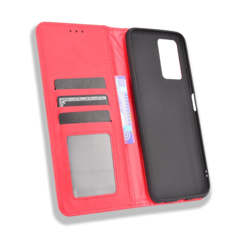 For ZTE Blade V30 Vita / V2022 Magnetic Buckle Retro Crazy Horse Texture Horizontal Flip Leather Case with Holder & Card Slots & Photo Frame