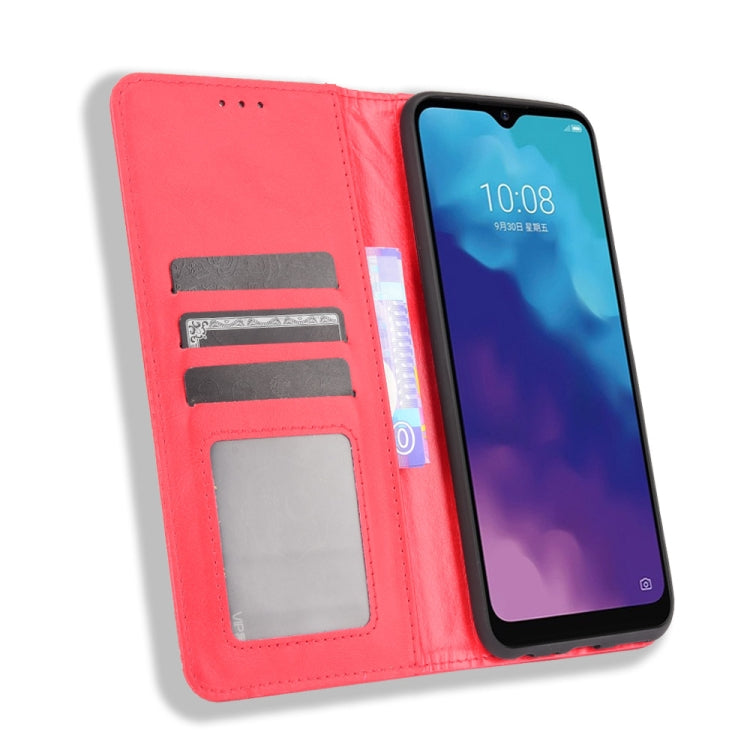 For ZTE Blade V30 Vita / V2022 Magnetic Buckle Retro Crazy Horse Texture Horizontal Flip Leather Case with Holder & Card Slots & Photo Frame