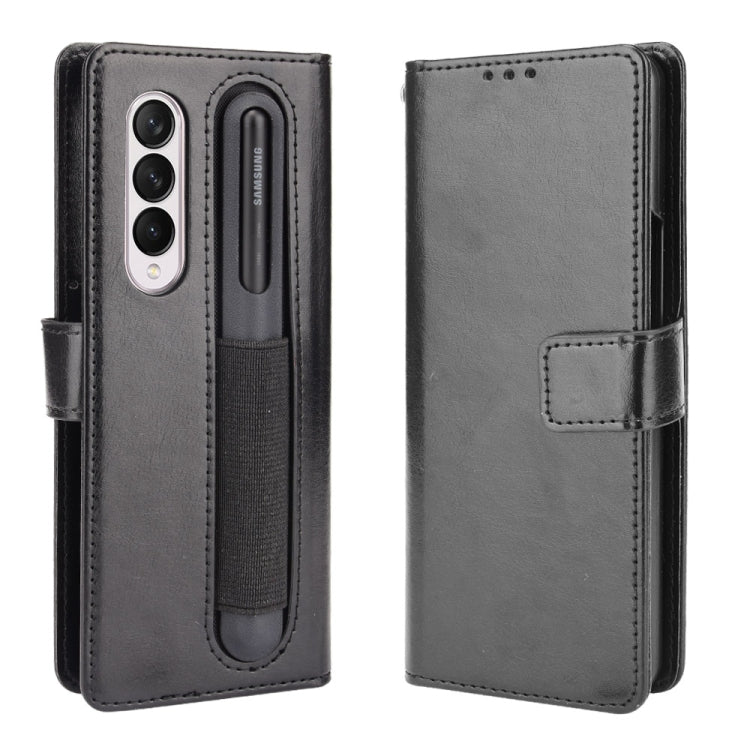 For Samsung Galaxy Z Fold3 5G Crazy Horse Texture Horizontal Flip Leather Case with Pen Slot & Lanyard
