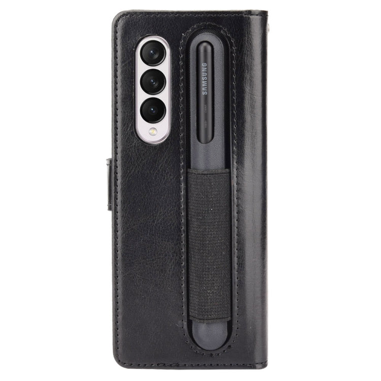 For Samsung Galaxy Z Fold3 5G Crazy Horse Texture Horizontal Flip Leather Case with Pen Slot & Lanyard