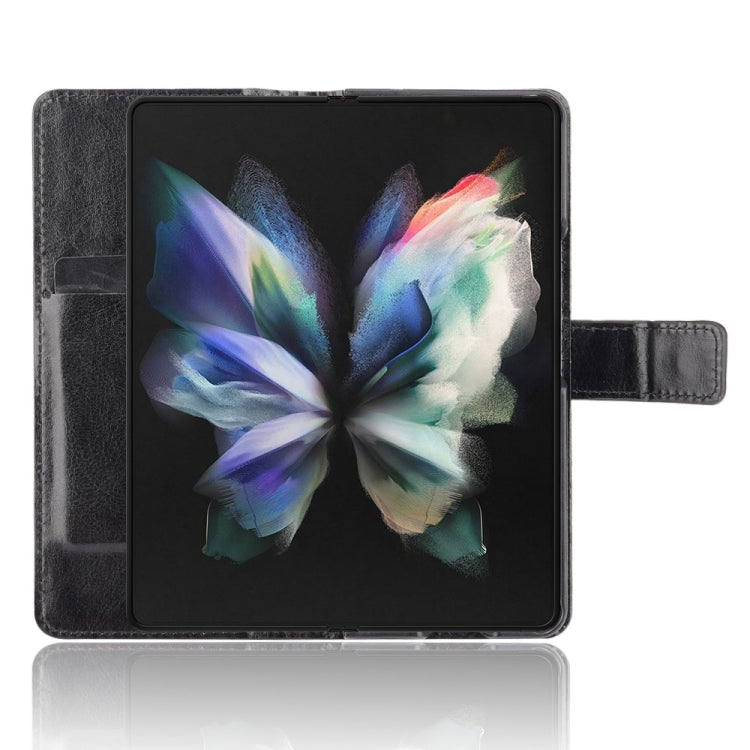 For Samsung Galaxy Z Fold3 5G Crazy Horse Texture Horizontal Flip Leather Case with Pen Slot & Lanyard