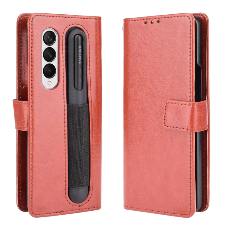 For Samsung Galaxy Z Fold3 5G Crazy Horse Texture Horizontal Flip Leather Case with Pen Slot & Lanyard
