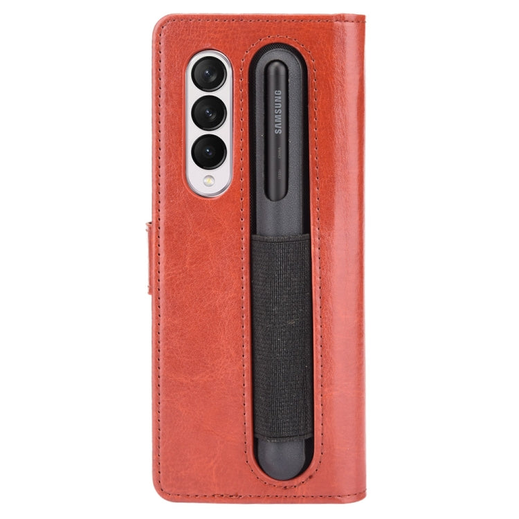 For Samsung Galaxy Z Fold3 5G Crazy Horse Texture Horizontal Flip Leather Case with Pen Slot & Lanyard