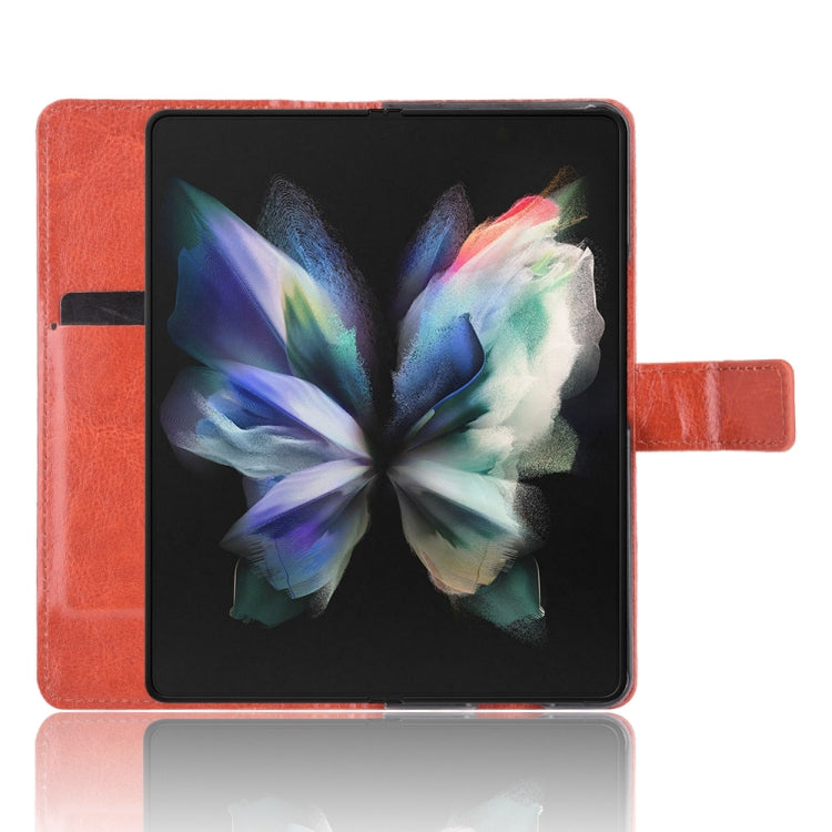 For Samsung Galaxy Z Fold3 5G Crazy Horse Texture Horizontal Flip Leather Case with Pen Slot & Lanyard