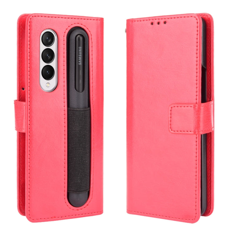 For Samsung Galaxy Z Fold3 5G Crazy Horse Texture Horizontal Flip Leather Case with Pen Slot & Lanyard