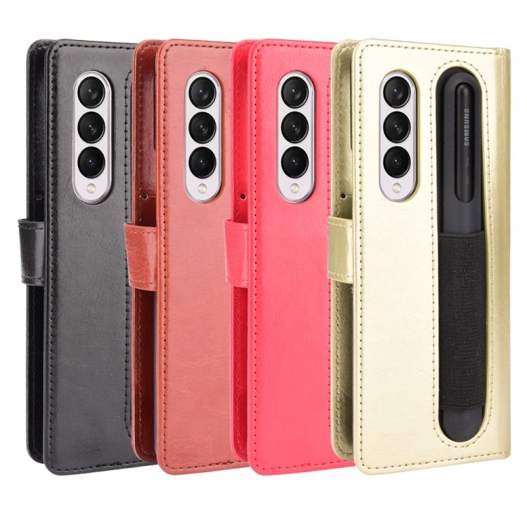 For Samsung Galaxy Z Fold3 5G Crazy Horse Texture Horizontal Flip Leather Case with Pen Slot & Lanyard