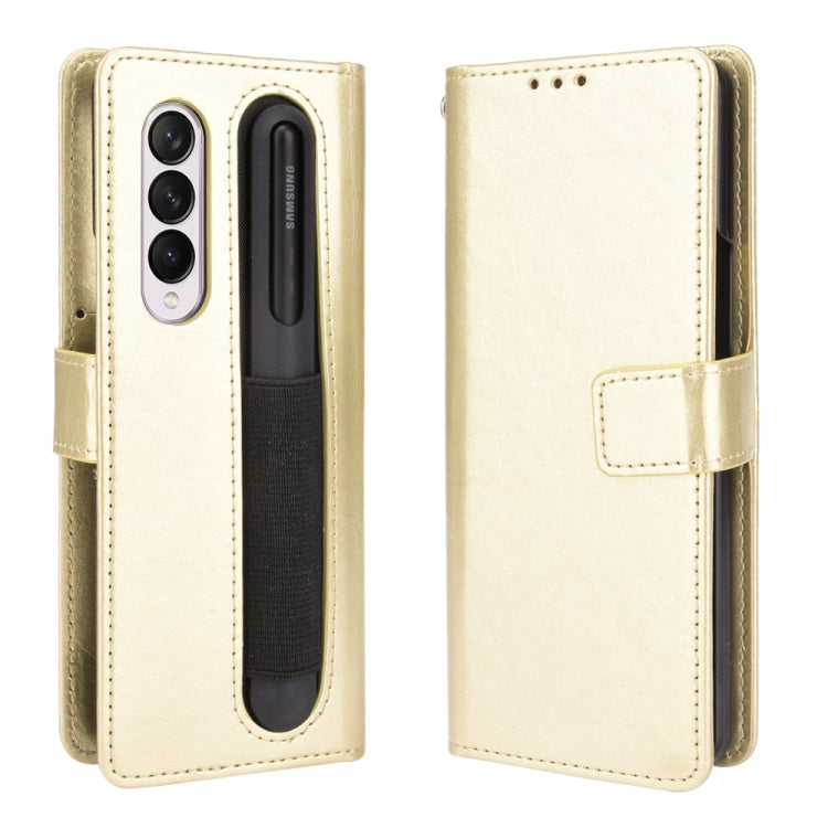 For Samsung Galaxy Z Fold3 5G Crazy Horse Texture Horizontal Flip Leather Case with Pen Slot & Lanyard