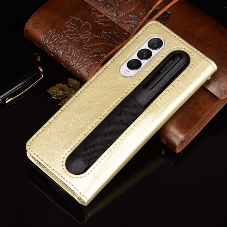 For Samsung Galaxy Z Fold3 5G Crazy Horse Texture Horizontal Flip Leather Case with Pen Slot & Lanyard