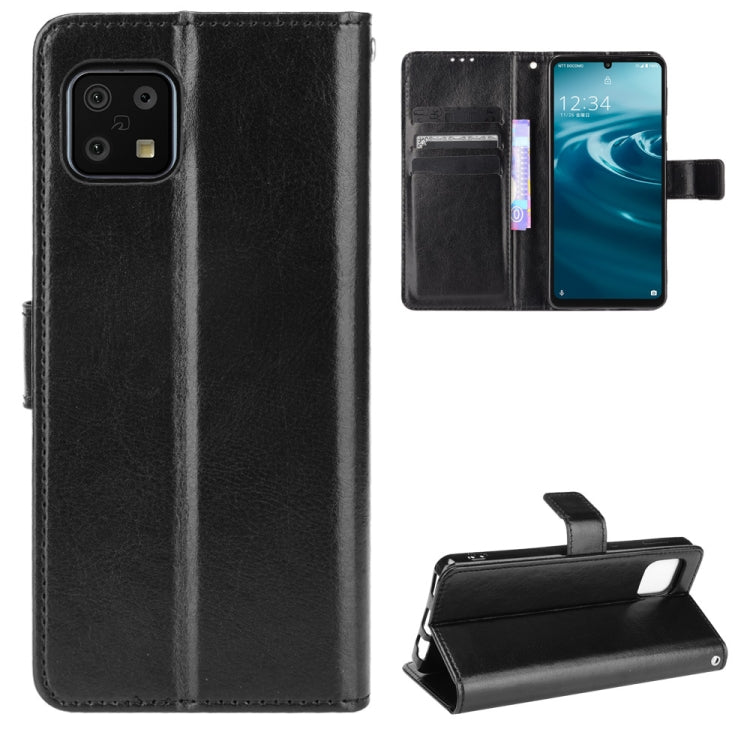 For Aquos Sense6 Crazy Horse Texture Horizontal Flip Leather Case with Holder & Card Slots & Lanyard