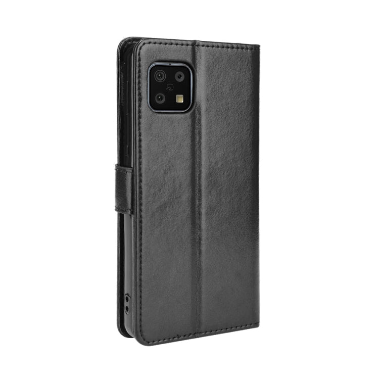 For Aquos Sense6 Crazy Horse Texture Horizontal Flip Leather Case with Holder & Card Slots & Lanyard