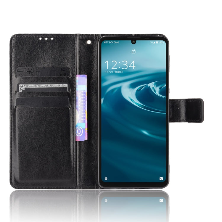 For Aquos Sense6 Crazy Horse Texture Horizontal Flip Leather Case with Holder & Card Slots & Lanyard
