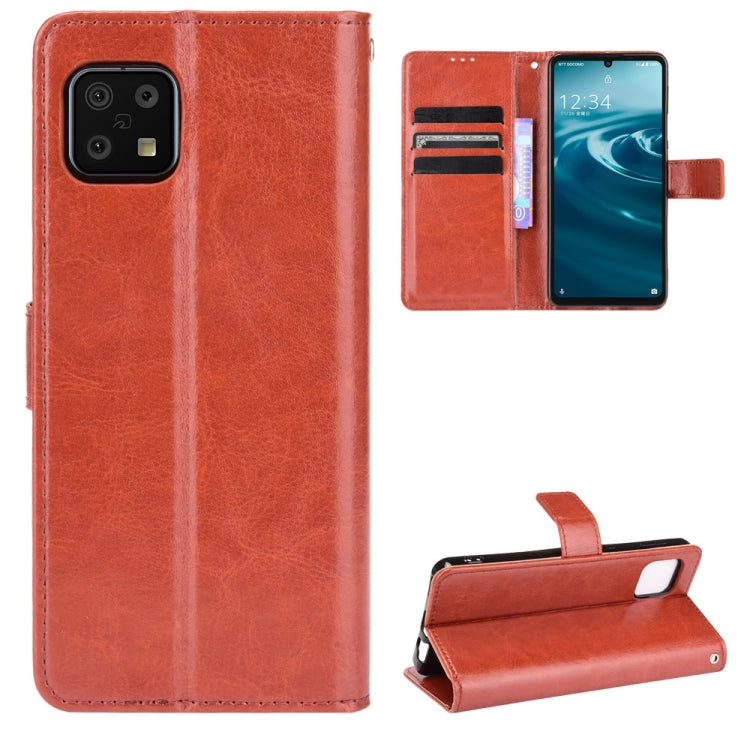 For Aquos Sense6 Crazy Horse Texture Horizontal Flip Leather Case with Holder & Card Slots & Lanyard