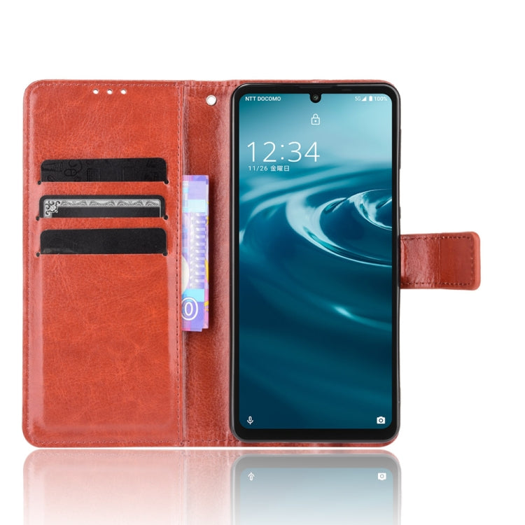 For Aquos Sense6 Crazy Horse Texture Horizontal Flip Leather Case with Holder & Card Slots & Lanyard