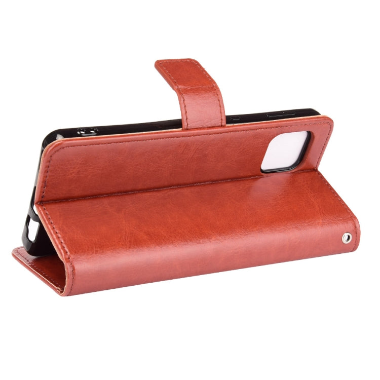 For Aquos Sense6 Crazy Horse Texture Horizontal Flip Leather Case with Holder & Card Slots & Lanyard