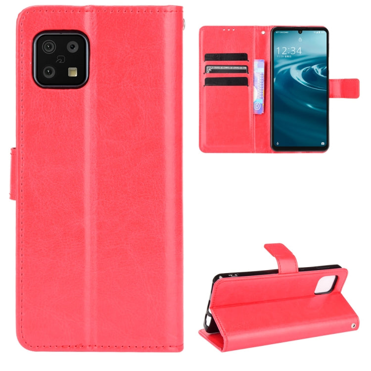 For Aquos Sense6 Crazy Horse Texture Horizontal Flip Leather Case with Holder & Card Slots & Lanyard