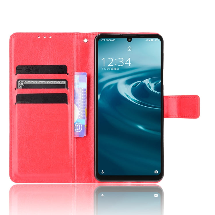 For Aquos Sense6 Crazy Horse Texture Horizontal Flip Leather Case with Holder & Card Slots & Lanyard