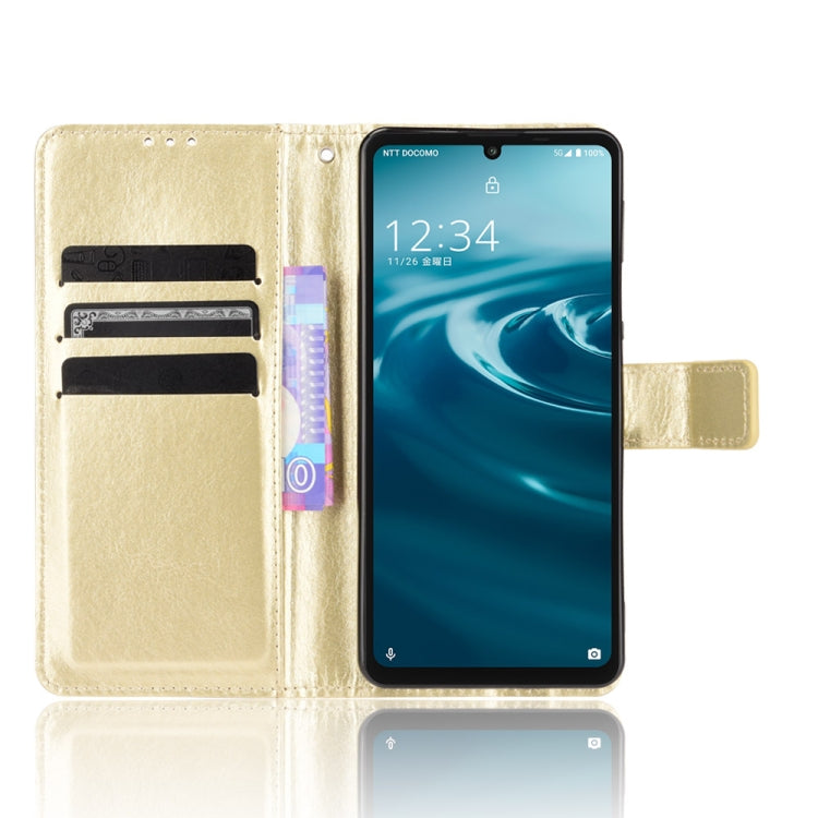 For Aquos Sense6 Crazy Horse Texture Horizontal Flip Leather Case with Holder & Card Slots & Lanyard