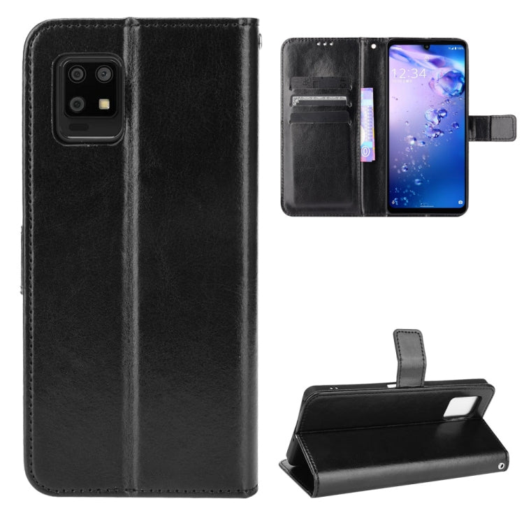 For Aquos Zero6 Crazy Horse Texture Horizontal Flip Leather Case with Holder & Card Slots & Lanyard