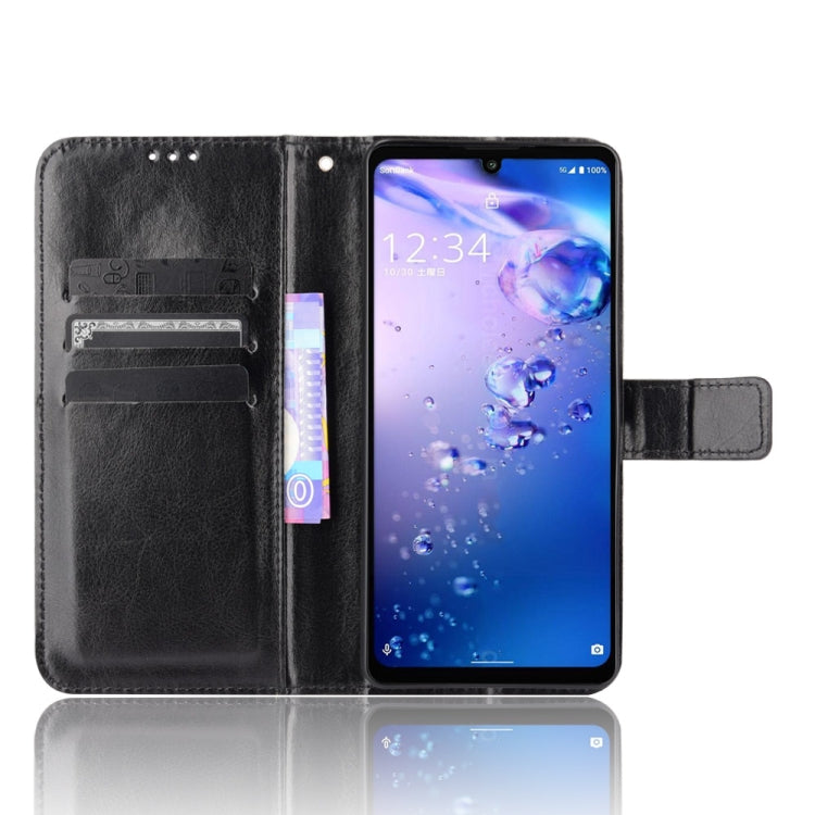 For Aquos Zero6 Crazy Horse Texture Horizontal Flip Leather Case with Holder & Card Slots & Lanyard