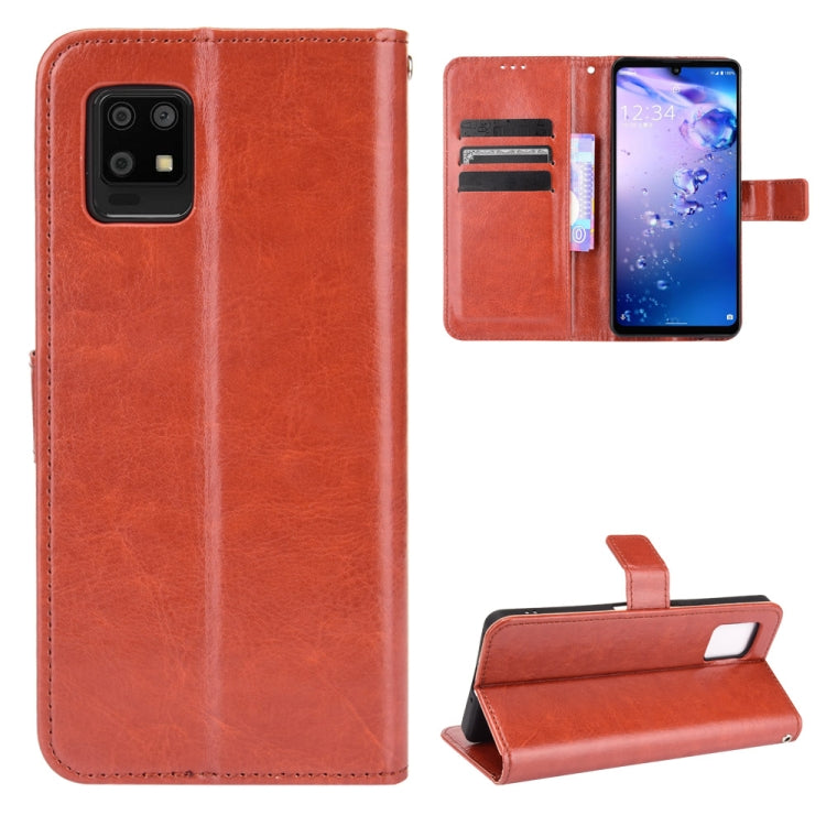 For Aquos Zero6 Crazy Horse Texture Horizontal Flip Leather Case with Holder & Card Slots & Lanyard