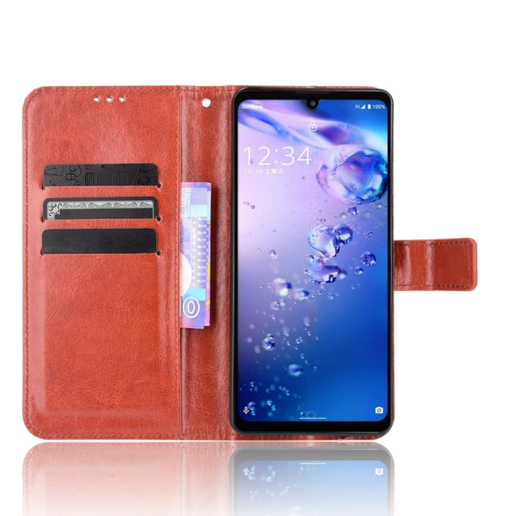For Aquos Zero6 Crazy Horse Texture Horizontal Flip Leather Case with Holder & Card Slots & Lanyard