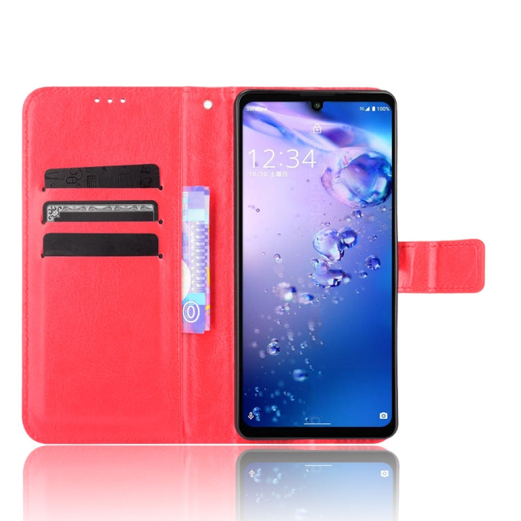For Aquos Zero6 Crazy Horse Texture Horizontal Flip Leather Case with Holder & Card Slots & Lanyard