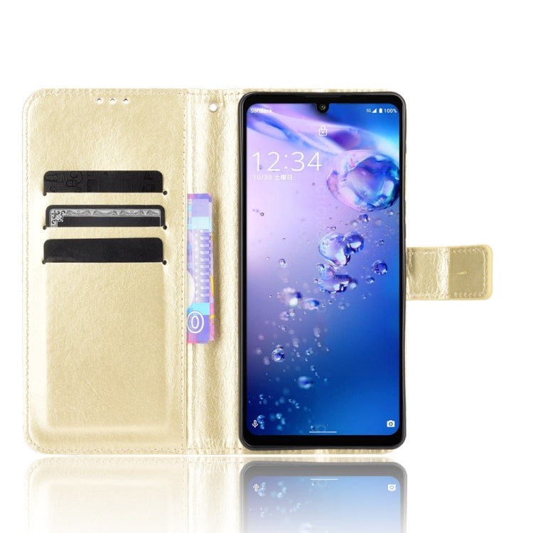 For Aquos Zero6 Crazy Horse Texture Horizontal Flip Leather Case with Holder & Card Slots & Lanyard