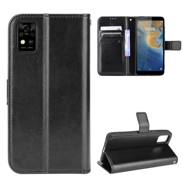 For ZTE Blade A31 Crazy Horse Texture Horizontal Flip Leather Case with Holder & Card Slots & Lanyard