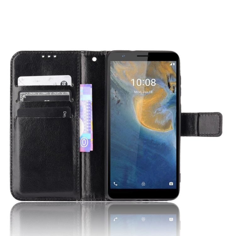 For ZTE Blade A31 Crazy Horse Texture Horizontal Flip Leather Case with Holder & Card Slots & Lanyard