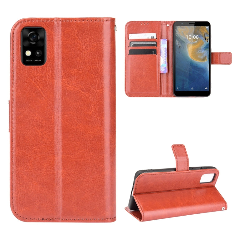 For ZTE Blade A31 Crazy Horse Texture Horizontal Flip Leather Case with Holder & Card Slots & Lanyard