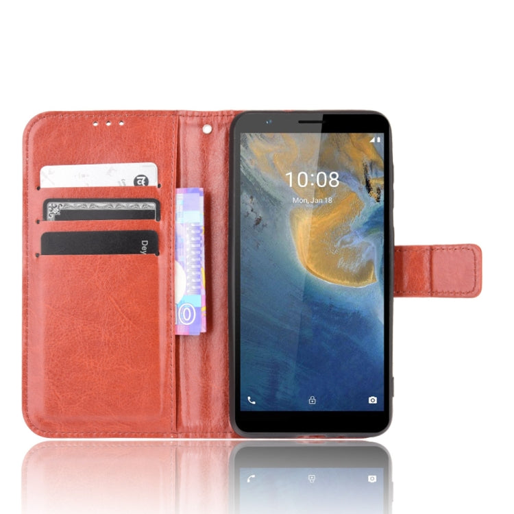 For ZTE Blade A31 Crazy Horse Texture Horizontal Flip Leather Case with Holder & Card Slots & Lanyard