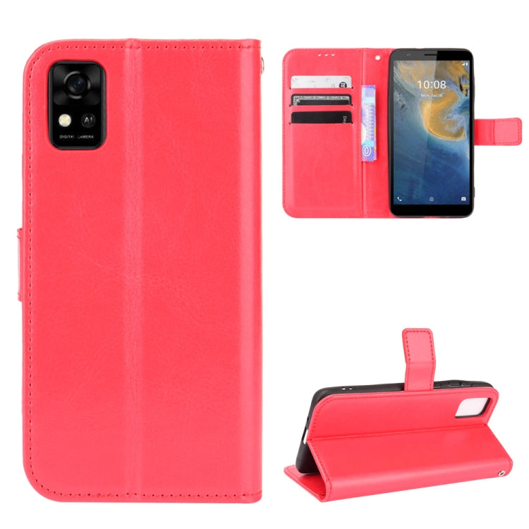 For ZTE Blade A31 Crazy Horse Texture Horizontal Flip Leather Case with Holder & Card Slots & Lanyard