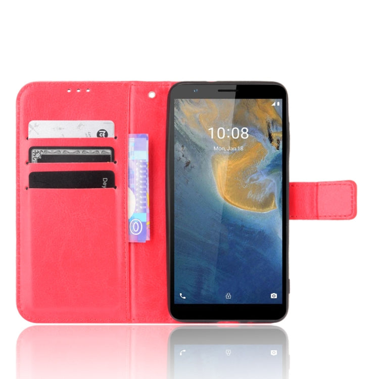 For ZTE Blade A31 Crazy Horse Texture Horizontal Flip Leather Case with Holder & Card Slots & Lanyard